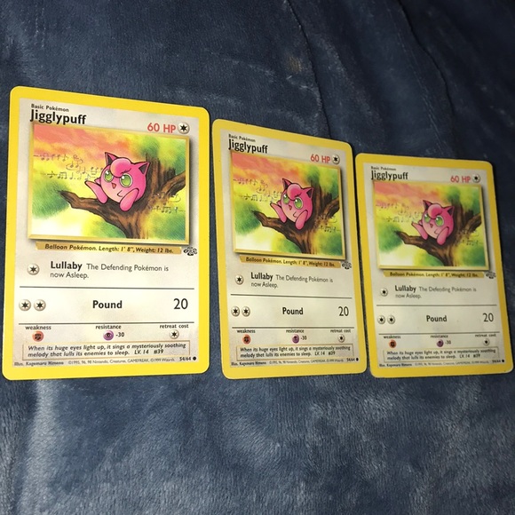 3 56/64 Jigglypuff cards 1995, JUNGLE SET - Picture 1 of 3